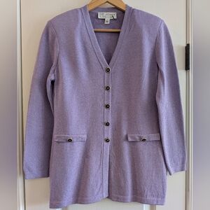 St John Collection Santana Knit Lavender Purple Cardigan Wool Blend Size 2